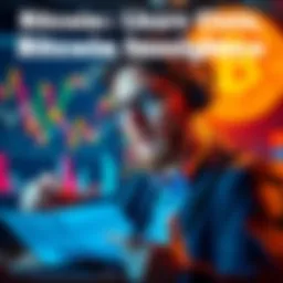 A financial analyst discussing Bitcoin potential with charts and graphs in the background.