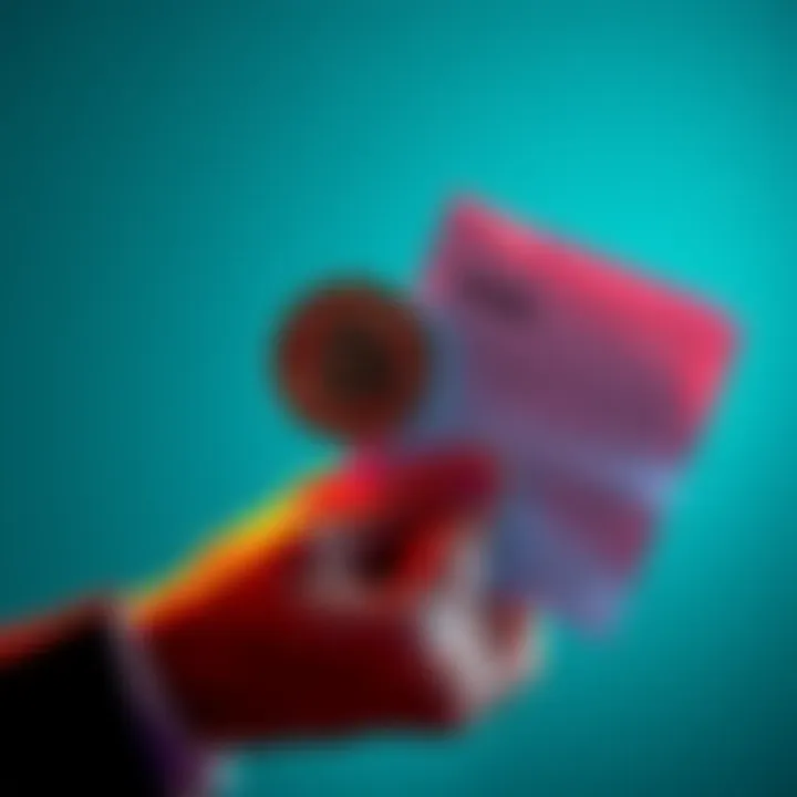 A person holding a Bitcoin coin in one hand and a debt statement in the other, showing a struggle between investment and financial responsibility.