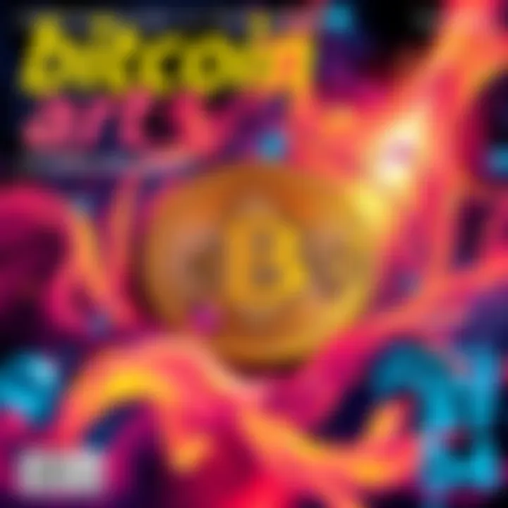 Cover of Bitcoin Art Magazine An artistic cover showcasing diverse Bitcoin-themed artwork, featuring vibrant colors and designs representing the intersection of art and Bitcoin culture.