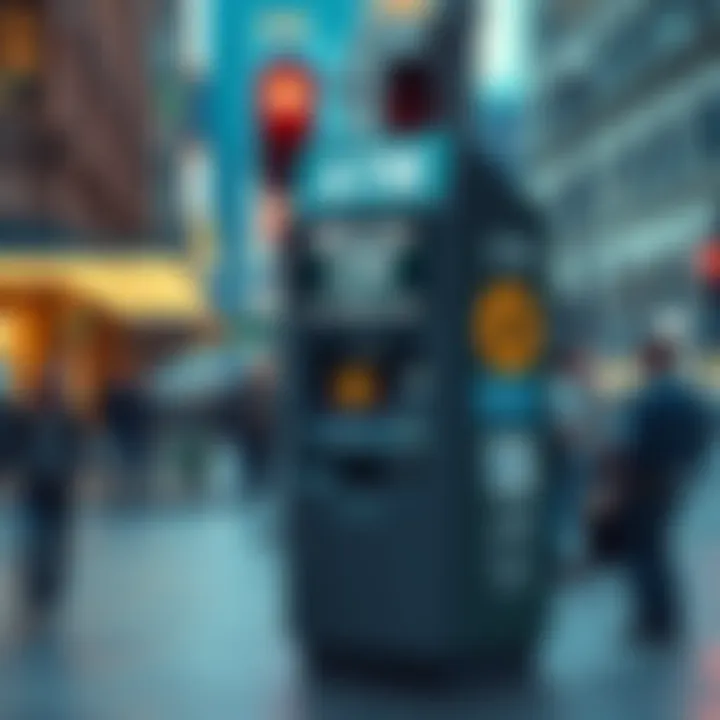 A Bitcoin ATM located on a busy street with people nearby
