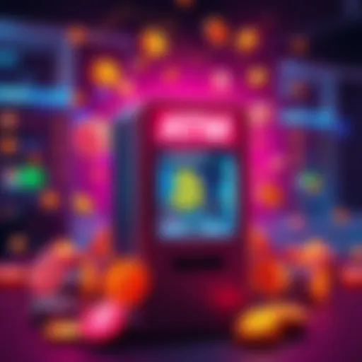 A Bitcoin ATM surrounded by various cryptocurrency symbols, showcasing growth in the ATM market amid regulatory challenges.