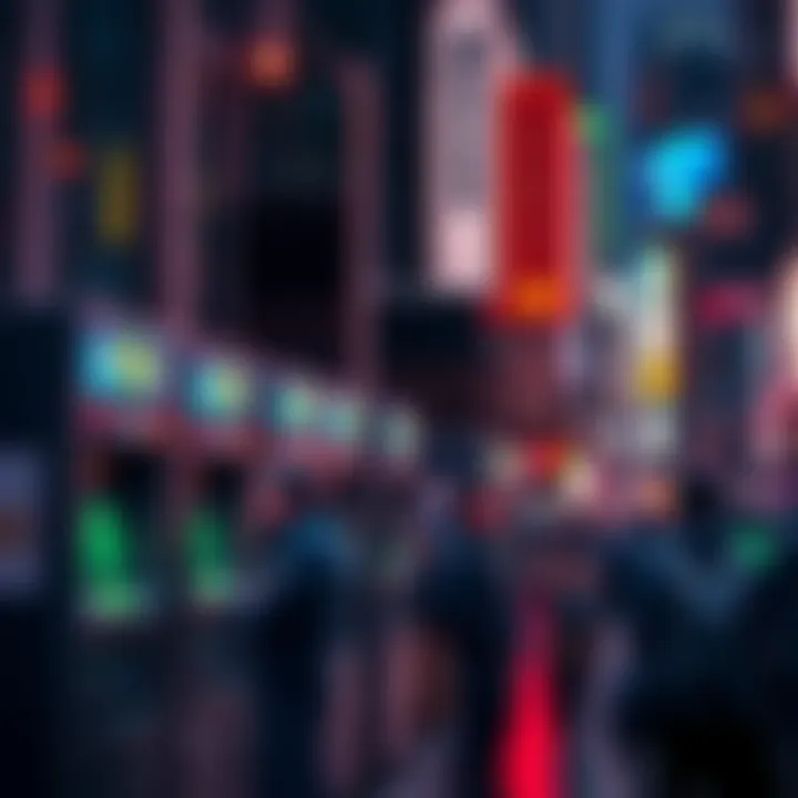 A row of Bitcoin ATMs surrounded by people in a city setting, showcasing the growth in cryptocurrency access.