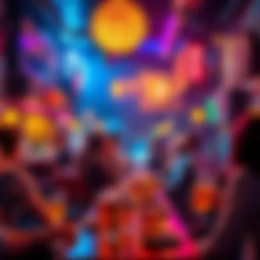 Bitcoin Bar Atmosphere A lively Bitcoin bar with people enjoying drinks and discussing cryptocurrency trends, highlighting the nightlife scene of 2026