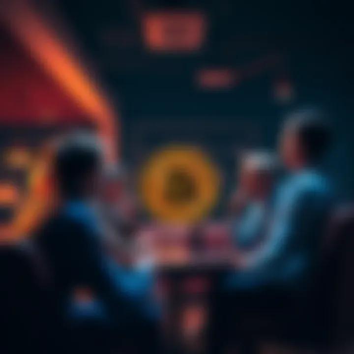 Bitcoin believers debating A group of people discussing Bitcoin's value and its early adoption challenges in a casual setting.
