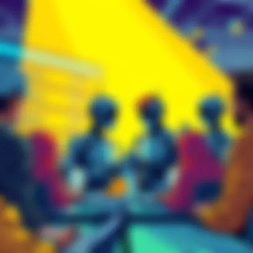 Illustration of Bitcoin bots interacting on a user board, showing frustrated users.