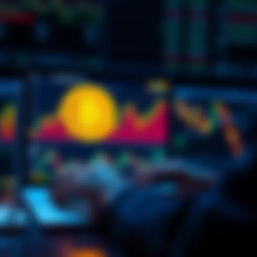 A person analyzing Bitcoin market graphs and charts on a laptop.