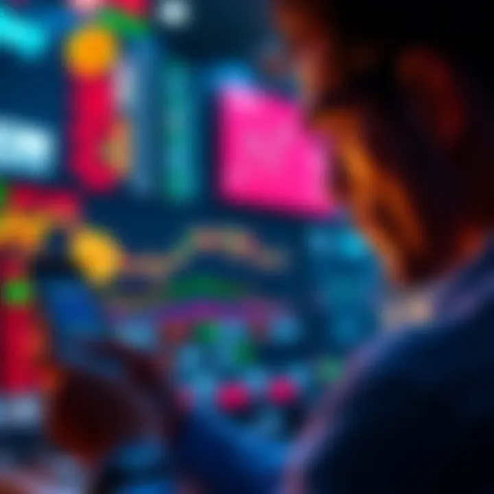 A person looking at a smartphone with Bitcoin and stock market graphs on the screen, contemplating whether to cash out or invest in traditional markets.