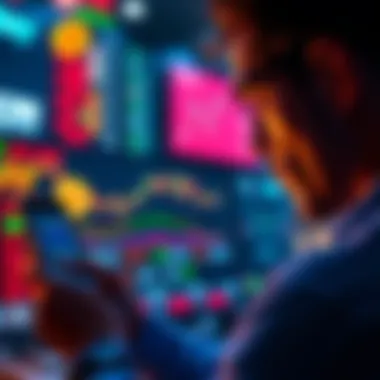Bitcoin cash out decision A person looking at a smartphone with Bitcoin and stock market graphs on the screen, contemplating whether to cash out or invest in traditional markets.