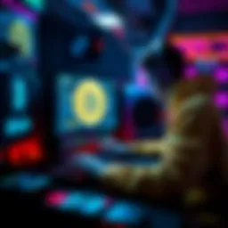 A person working on a computer with graphics cards, trying to crack a Bitcoin wallet code for 6 BTC.