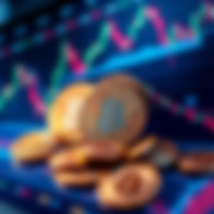 Bitcoin Challenges A visual representation of Bitcoin symbols amidst market graphs showing decline, indicating unresolved issues in cryptocurrency trading.