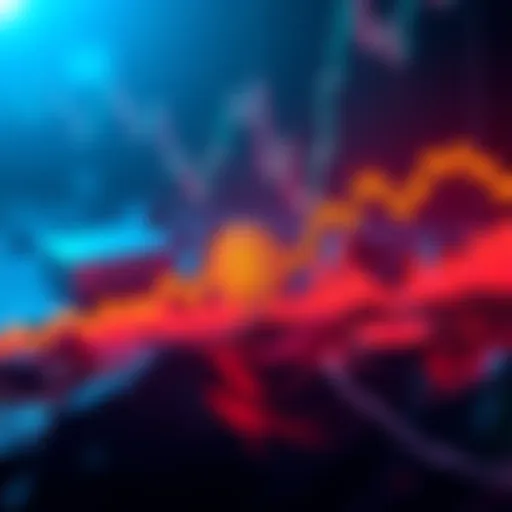 A line graph showing Bitcoin's price fluctuations with a noticeable upward trend and candlestick patterns, symbolizing market analysis.