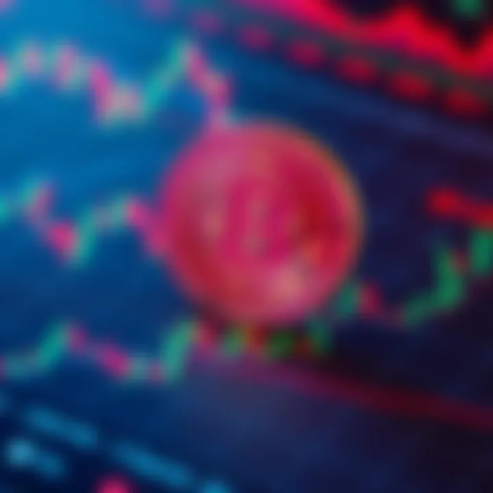 A Bitcoin coin placed on a graph showing fluctuating prices, symbolizing its instability