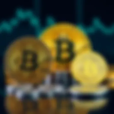 Bitcoin coins and Satoshis A close-up of Bitcoin coins next to smaller Satoshi denominations, illustrating Bitcoin's divisibility and the concept of its supply limit.