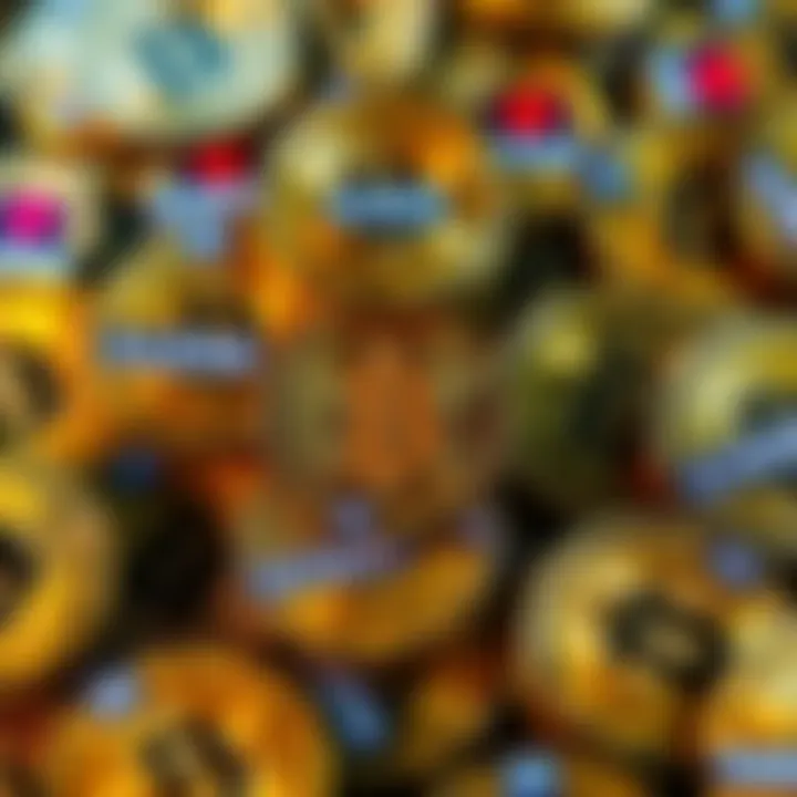 A collection of Bitcoin coins with labels indicating 'clean' and 'tainted', highlighting the differences in their value and acceptance.