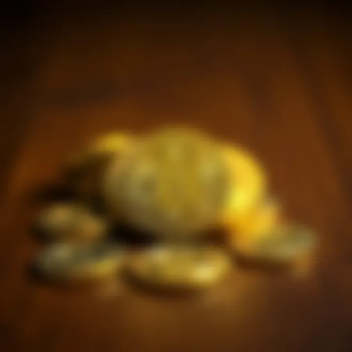 A close-up of shiny Bitcoin coins arranged on a wooden table, symbolizing investment and cryptocurrency safety.