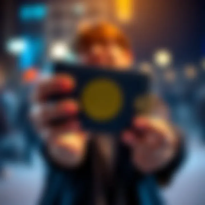 Bitcoin cold wallet Person holding a new cold wallet for Bitcoin with excitement
