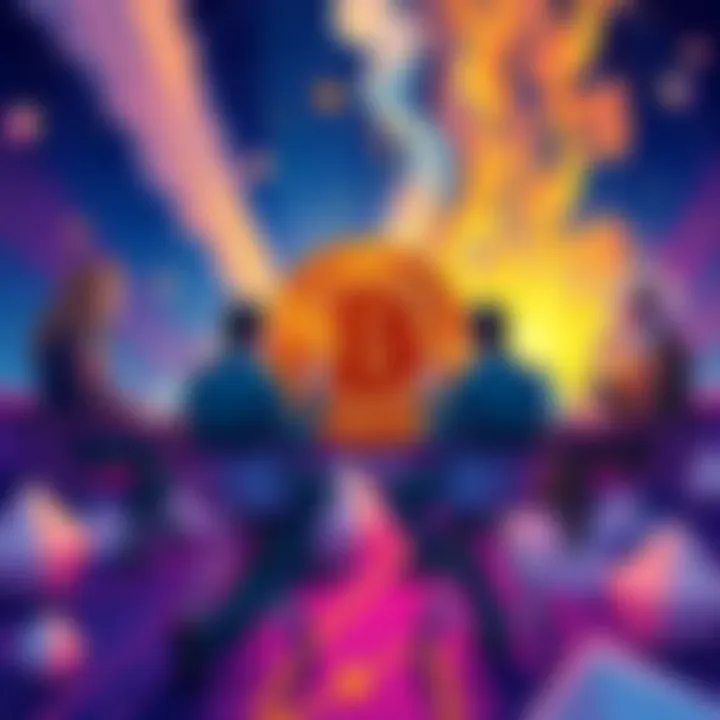 Illustration showing two groups representing Bitcoin Core and Knots debating in a digital setting