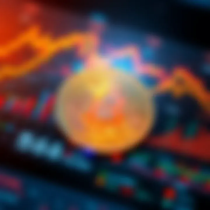 A digital representation of Bitcoin with charts and graphs showing trends in cryptocurrency