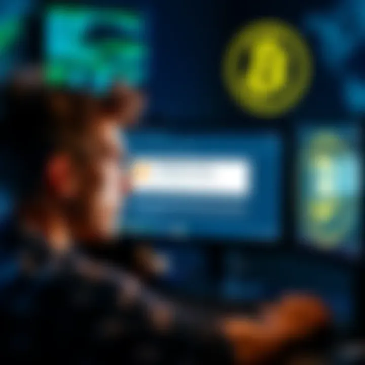 A worried person looking at a computer screen displaying Bitcoin Core verification issues and an expired PGP signature alert
