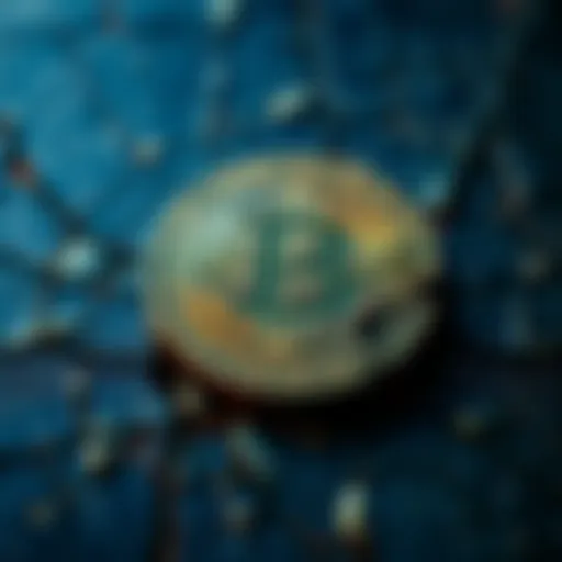 A broken Bitcoin symbol on a cracked surface, symbolizing challenges faced by cryptocurrency.