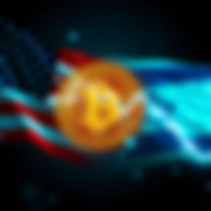 A graphic showing a downward trend in Bitcoin's value against a backdrop of flags representing the US, Israel, and Iran, symbolizing the geopolitical tension affecting the market.