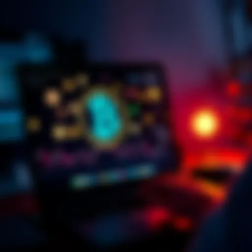 A person contemplating investment choices with Bitcoin and various cryptocurrencies displayed on a laptop