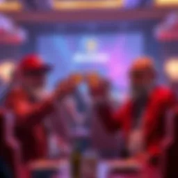 Bitcoin Dad and Nexa Dad raising glasses in celebration at an event, symbolizing collaboration in the cryptocurrency space.