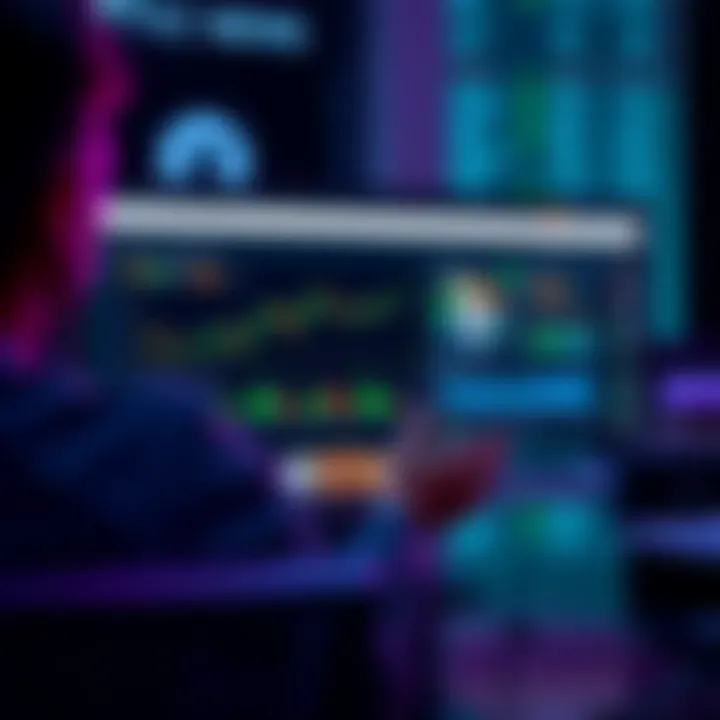 A developer showcases a Bitcoin dashboard on a computer screen, with graphs and news articles about Bitcoin
