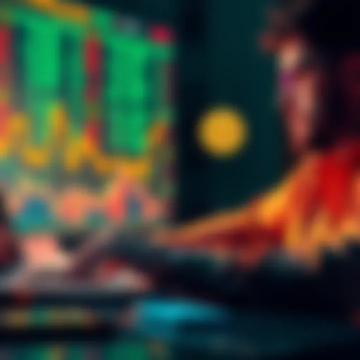 A person analyzing Bitcoin prices on a laptop while planning weekly purchases for dollar-cost averaging.