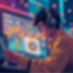 Illustration of a person analyzing Bitcoin trends while planning Dollar-Cost Averaging strategies for investing.