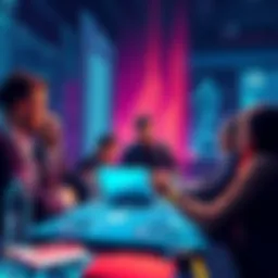 A group of Bitcoin developers collaborating on a digital platform, showcasing the role of oracles in connecting blockchain with real-world data.