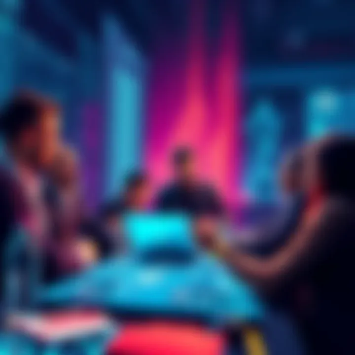 A group of Bitcoin developers collaborating on a digital platform, showcasing the role of oracles in connecting blockchain with real-world data.