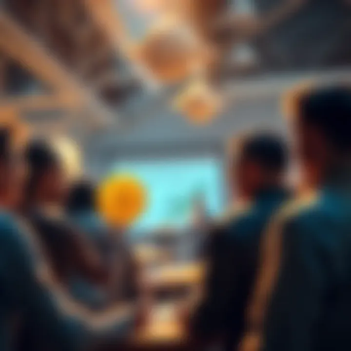 A group of people engaging in a conversation about Bitcoin in a lively forum setting