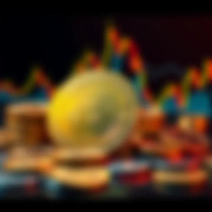 A graphic showing a downward trend in Bitcoin price alongside coins and a chart, symbolizing hard money trading.