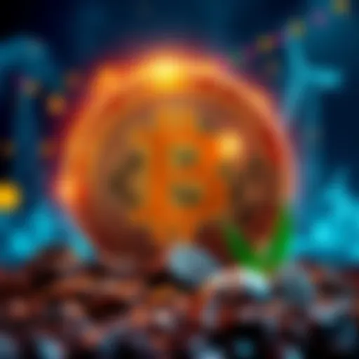 Visual representation of Bitcoin symbol with energy resources around it, illustrating its role in global energy trade.