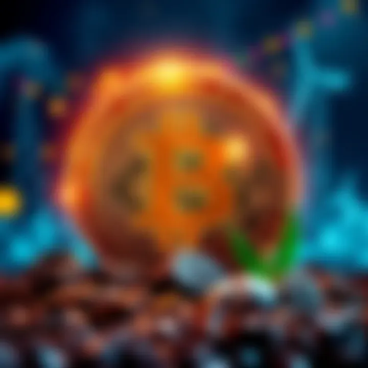 Visual representation of Bitcoin symbol with energy resources around it, illustrating its role in global energy trade.