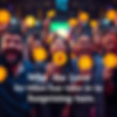 A group of people smiling and holding Bitcoin symbols, showing excitement about cryptocurrency