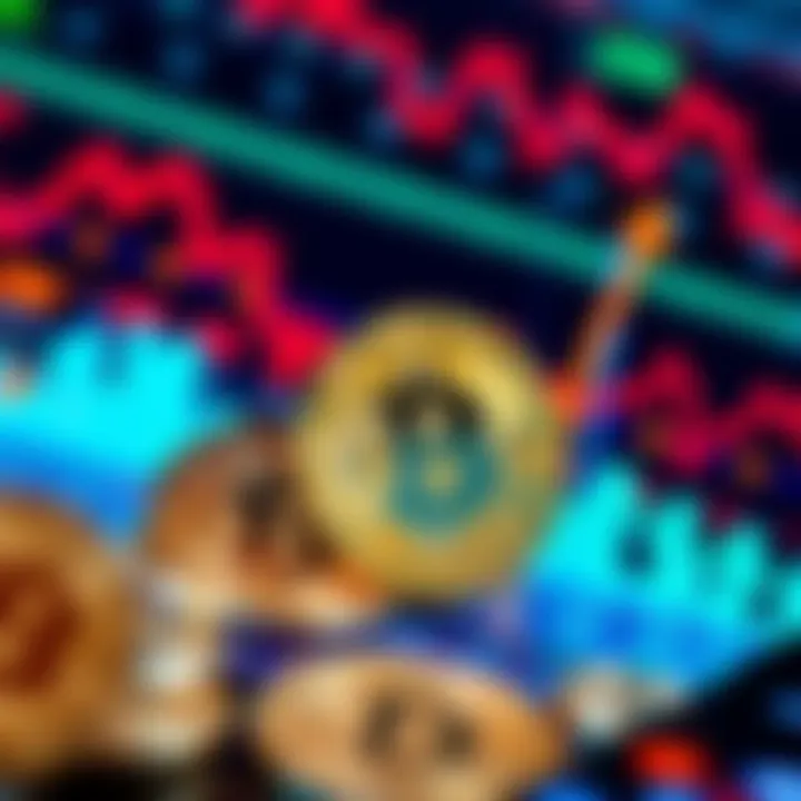 A digital representation of Bitcoin coins with a financial graph showing upward trends, symbolizing investment growth in Bitcoin ETFs.