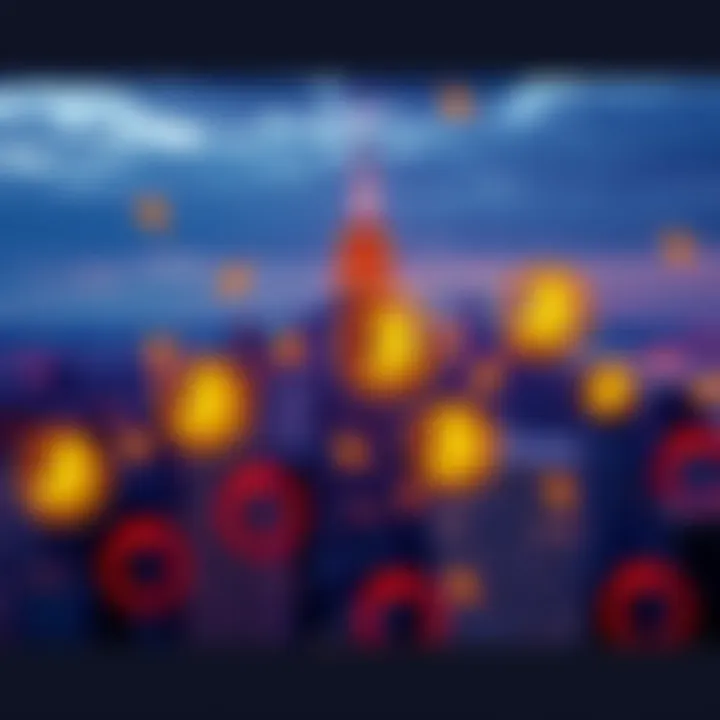 A skyline view of New York City with Bitcoin symbols overlayed, highlighting investment opportunities.