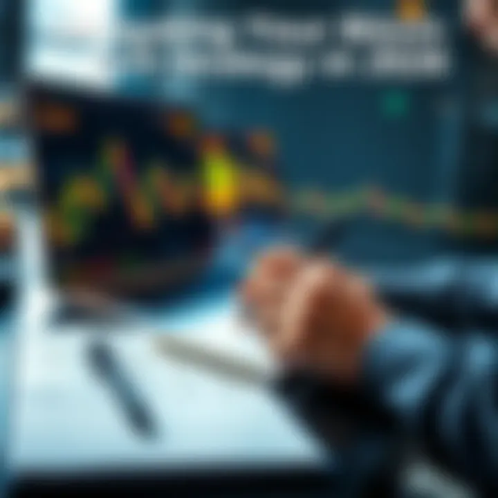 A person analyzing Bitcoin charts and planning an investment strategy with a laptop and notepad