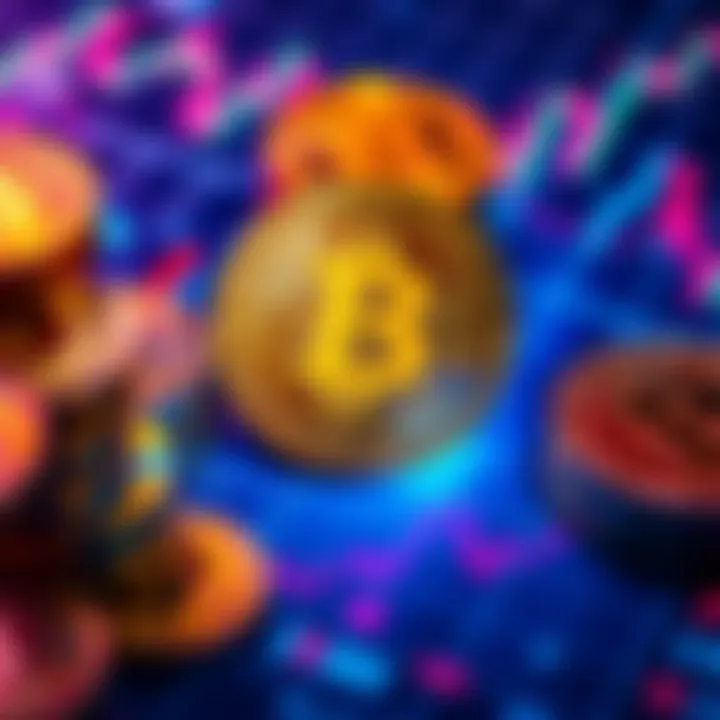 A visual representation of Bitcoin coins and financial charts illustrating the impact of cryptocurrency on personal finance and investment habits.