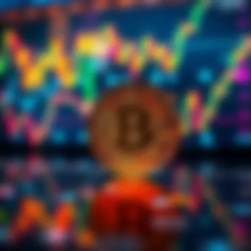 A prominent Bitcoin symbol in front of fluctuating financial graphs and charts, symbolizing its impact on finance over 17 years.