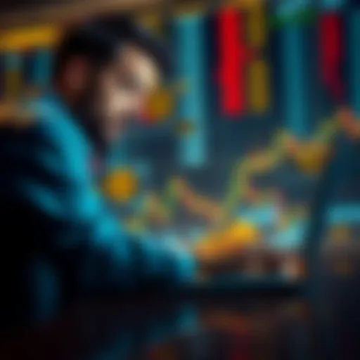 A person studying Bitcoin on a laptop with financial charts visible, symbolizing the journey toward financial independence.