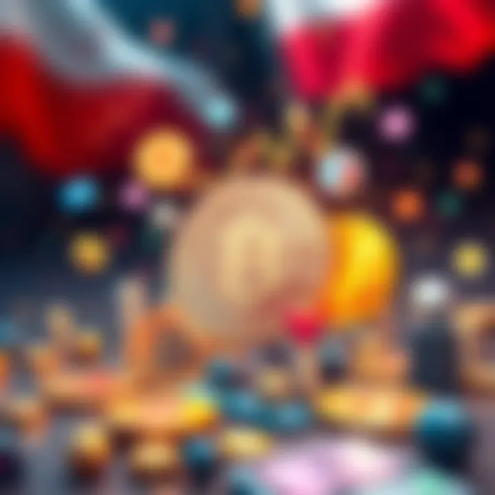 Bitcoin in Financial Transactions Illustration of Bitcoin symbols surrounded by financial icons representing transactions and economic freedom.