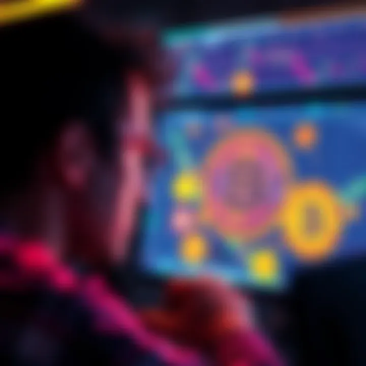 A person looking at a computer screen with Bitcoin symbols, showing concern over high costs and complexity of running full nodes.