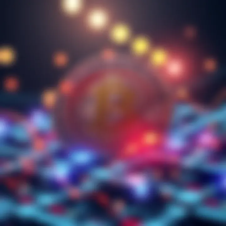 Bitcoin future concept A digital representation of Bitcoin with futuristic elements, showing it as a currency for everyday transactions in a global setting.