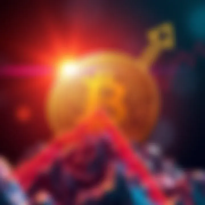 Bitcoin Future Concept A graphic showing the Bitcoin logo with arrows indicating upward and downward trends, symbolizing the volatility and potential growth of Bitcoin in 2026.