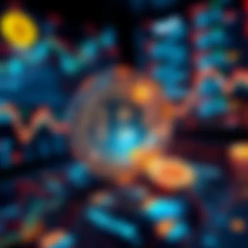 A visual representation of Bitcoin influencing global markets with digital currency symbols and financial graphs.