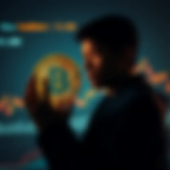 A person looking at a Bitcoin graph, representing insights on wealth disparity in the cryptocurrency market.