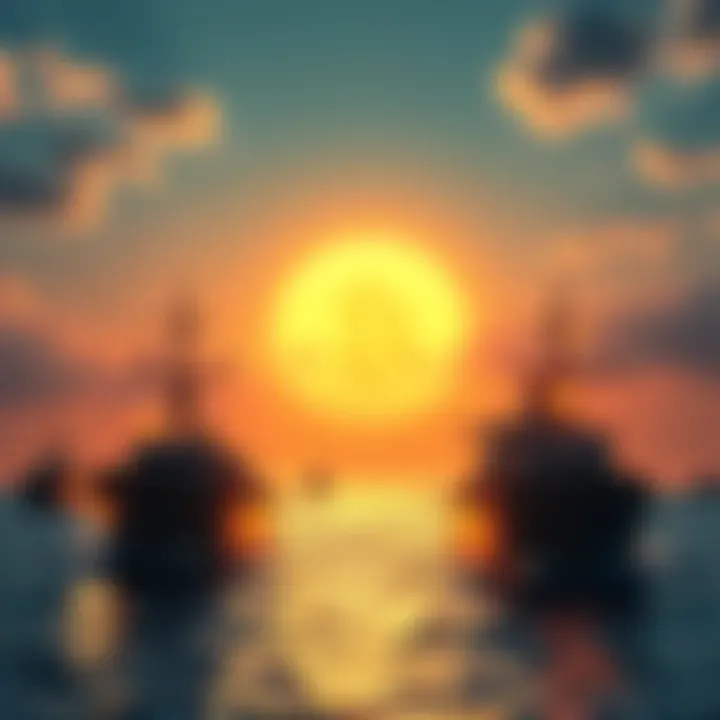 Bitcoin Usage in Geopolitics A visual representation of Bitcoin's role in geopolitics, featuring the Strait of Hormuz with ships and Bitcoin symbols
